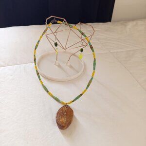 Handmade (Nalepo Maasai Women's Group) bead necklace with matching earrings